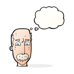 cartoon annnoyed old man with thought bubble