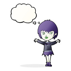 cartoon vampire girl with thought bubble