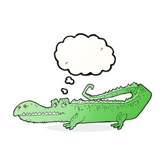 cartoon crocodile with thought bubble