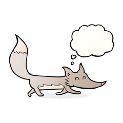 cartoon little wolf with thought bubble