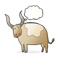 cartoon ox with thought bubble