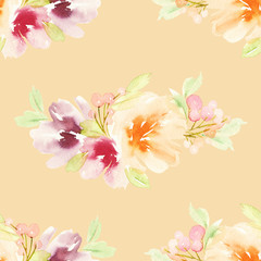 Obraz na płótnie Canvas Seamless pattern with flowers watercolor. Gentle colors. Female pattern. Handmade.