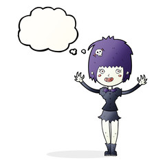 cartoon vampire girl with thought bubble