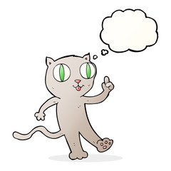 cartoon cat with idea with thought bubble