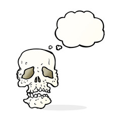cartoon skull with thought bubble