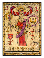 The old tarot card. The Empress - obrazy, fototapety, plakaty