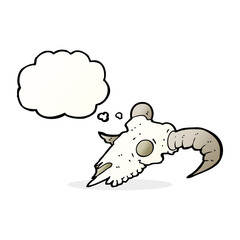 cartoon ram skull with thought bubble