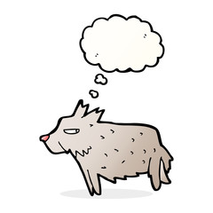 cartoon terrier with thought bubble
