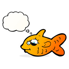 cartoon happy goldfish with thought bubble