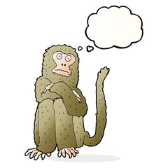 cartoon monkey with thought bubble