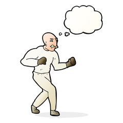 cartoon victorian boxer with thought bubble