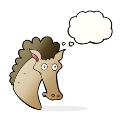 cartoon horse head with thought bubble