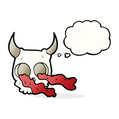 cartoon halloween skull with thought bubble