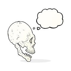 skull illustration with thought bubble