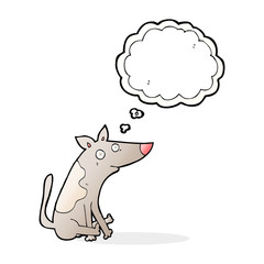 cartoon dog with thought bubble