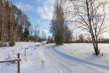 Obraz premium Contry road in a winter.