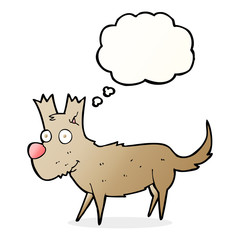 cartoon cute little dog with thought bubble