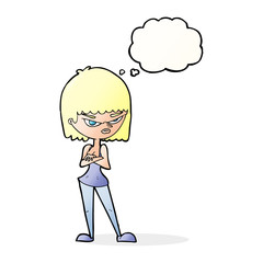 cartoon angry woman with thought bubble