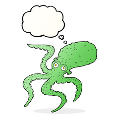 cartoon octopus with thought bubble