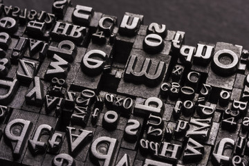Typographical.
Different metal characters, it used to print documents - obrazy, fototapety, plakaty