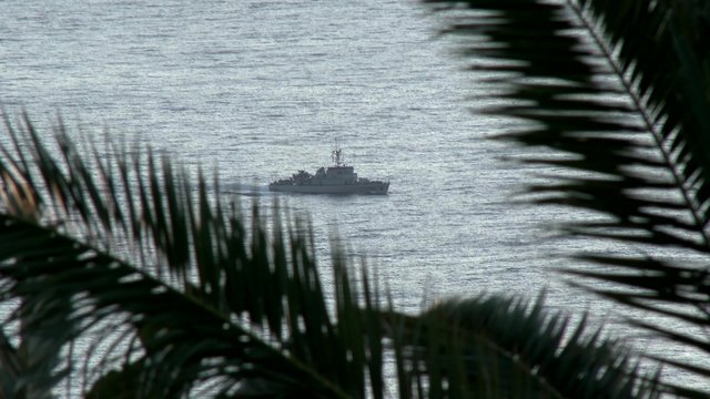 Warship guarding the coast