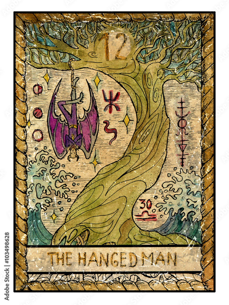 Wall mural the old tarot card. the hanged man.