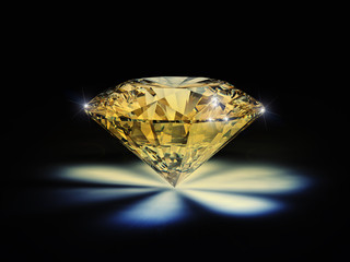  classic cut diamond and reflections of light, sparkles. black background. luxury and precious concept. wealth. nobody around.