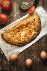 Homemade pie baked with puff pastry