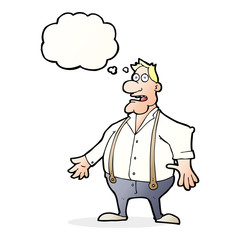 cartoon shocked man with thought bubble