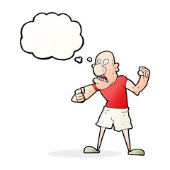 cartoon violent man with thought bubble