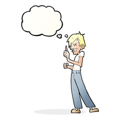 cartoon angry man arguing with thought bubble