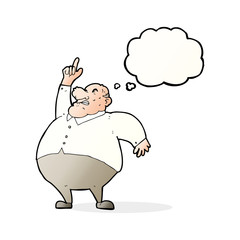 cartoon big fat boss with thought bubble