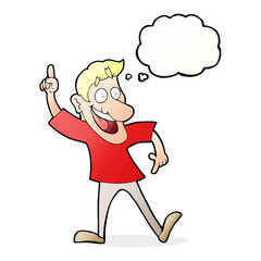 cartoon man with great idea with thought bubble