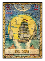 The old tarot card. The Moon - obrazy, fototapety, plakaty