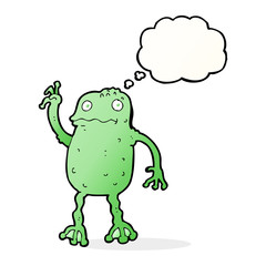 cartoon frog with thought bubble