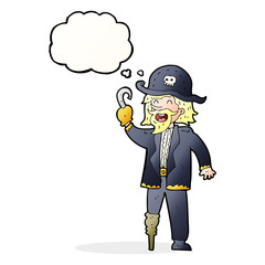 cartoon pirate captain with thought bubble