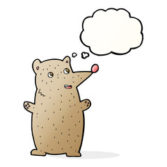 funny cartoon bear with thought bubble