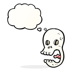 funny cartoon skull with thought bubble