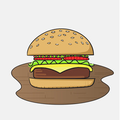 Tasty burger vector illustration