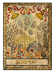 Fototapeta na wymiar The old tarot card. Judgement