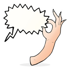 cartoon hand symbol with speech bubble