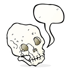 cartoon spooky skull with speech bubble