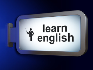 Education concept: Learn English and Teacher on billboard background