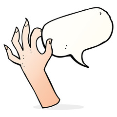 cartoon hand symbol with speech bubble