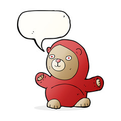 cartoon teddy bear with speech bubble