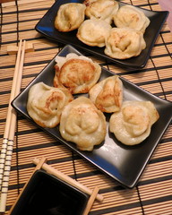 Korean food - Dumplings - on table to  be served as appetizer