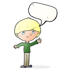 cartoon happy boy with speech bubble