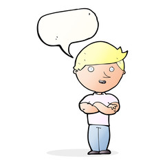 cartoon happy man with speech bubble