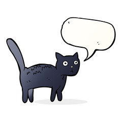 cartoon frightened cat with speech bubble