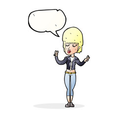 cartoon cool girl with speech bubble